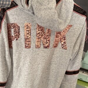 Victoria's Secret Gray Hoodie with Sequin Logo